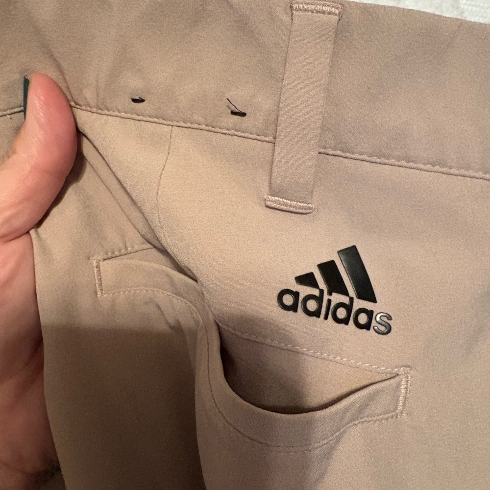 Adidas Beige Trousers with Black Emblem Sporty